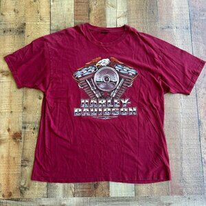 Vintage Harley Davidson TShirt Red Cotton Casper Gillette Wyoming Graphic Tee